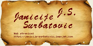 Janićije Šurbatović vizit kartica